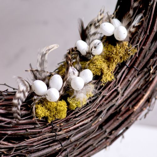 Artikel Federzweig Deko Stecker 37cm mit Naturfedern und Eiern für Osterdeko Blumenarrangements 12 Stück