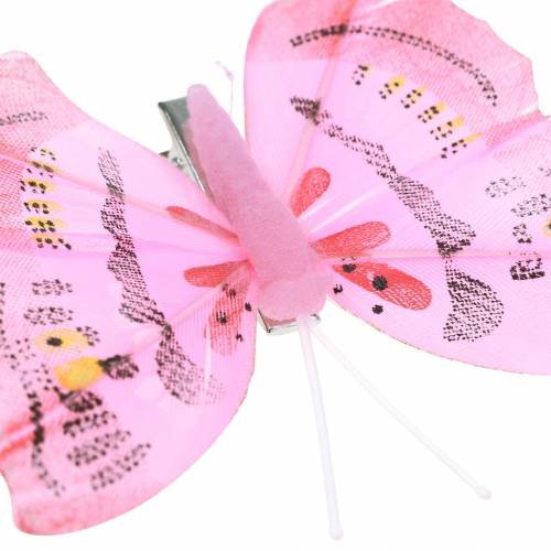 Floristik21 Schmetterling auf Clip rosa 6cm 10Stück