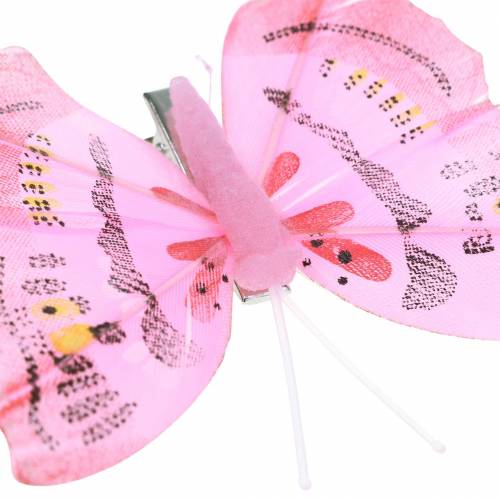 Schmetterling auf Clip rosa 6cm 10Stück