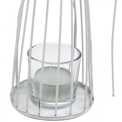 Frühlingsdeko, Blütenfee als Windlicht, Tischschmuck aus Metall, Elfe mit Blume Weiß H32,5cm