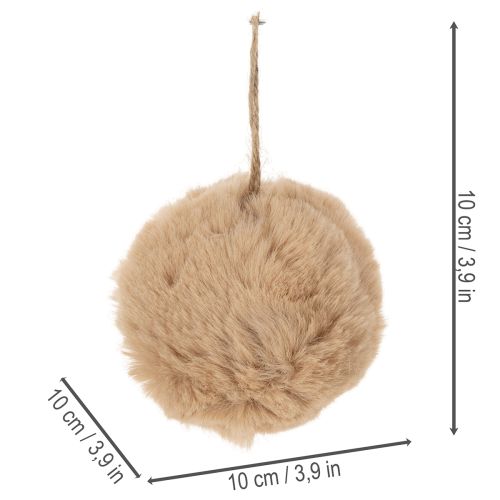 Deko-Anhänger Pompon-Kugel Synthetik 10 cm Weiß/Braun | Floristik21.de