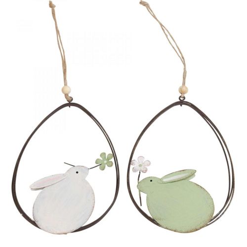 Fensterdeko, Osterhase Metall, Hängedeko Ostern 15cm 4St Grün Weiß