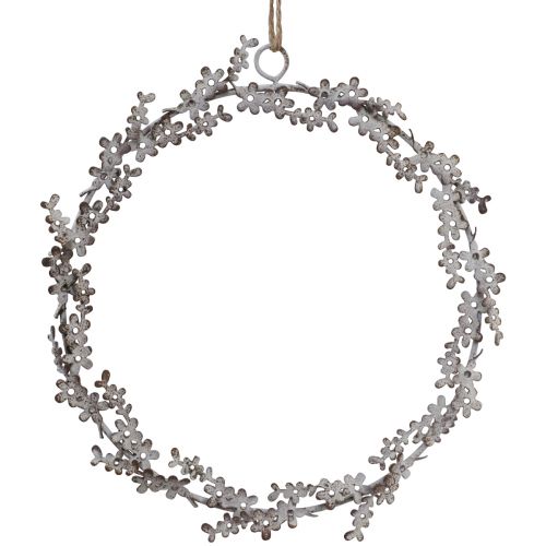 Fensterdeko Türkranz Blumenkranz Metall Weiß Ø16,5cm
