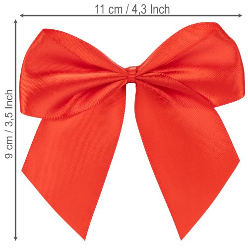 Artikel Dekoschleife Rot aus Stoff 11cm fertig gebunden mit Klebepunkt 25 Stück