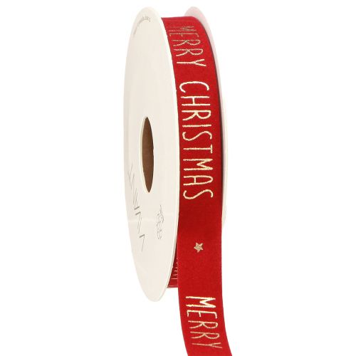 Artikel Festliches Weihnachtsband Rot-Gold 15mm x 5m mit 'Merry Christmas' Schriftzug