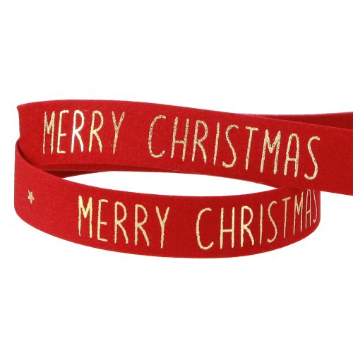 Artikel Festliches Weihnachtsband Rot-Gold 15mm x 5m mit 'Merry Christmas' Schriftzug