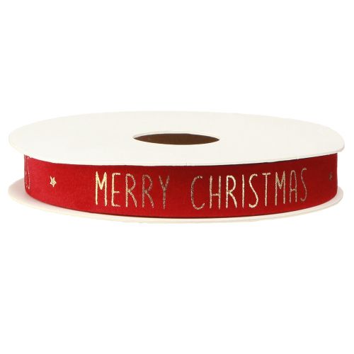 Artikel Festliches Weihnachtsband Rot-Gold 15mm x 5m mit 'Merry Christmas' Schriftzug