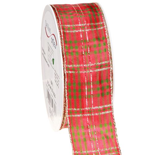 Artikel Festliches Geschenkband Rot Grün Gold 40mm 20m Weihnachtsdeko vielseitig kariert