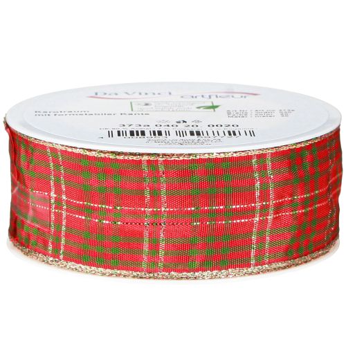Artikel Festliches Geschenkband Rot Grün Gold 40mm 20m Weihnachtsdeko vielseitig kariert