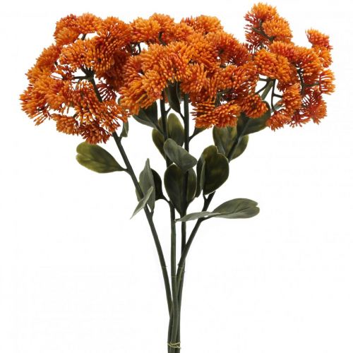 Floristik21 Fetthenne Orange Sedum Mauerpfeffer Kunstblumen H48cm 4St