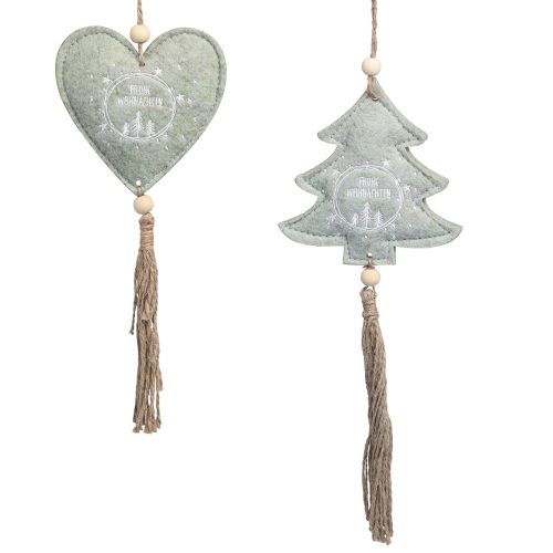 Floristik21 Filzanhänger Christbaumschmuck Herzen Tannen Weihnachtsdeko Landhausstil