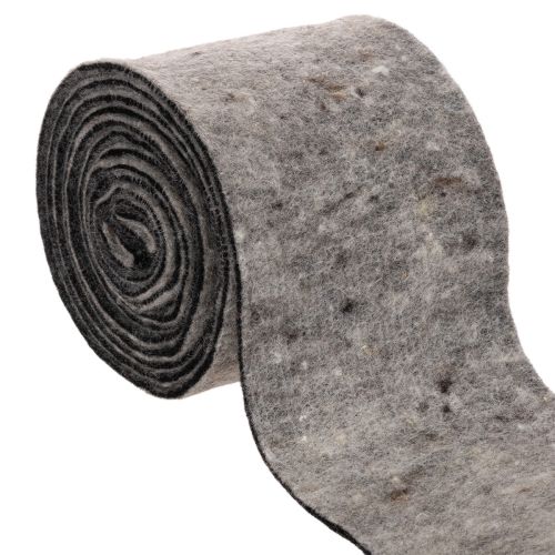 Wollfilz Topfband, 15 cm x 5 m, zweifarbig Grau/Schwarz