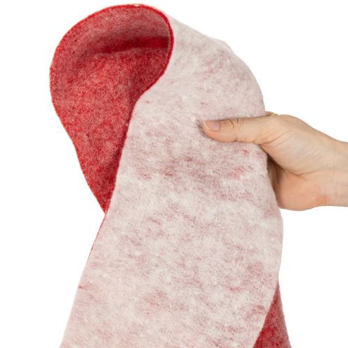 Filzband aus 100 % Wolle, 15 cm x 5 m, Weiß/Rot, als Topfband | Floristik21.de