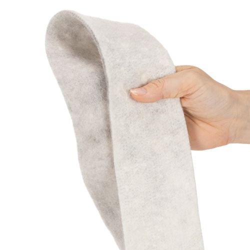 Filzband aus 100 % Wolle, zweifarbig Weiß/Grau, 7,5 cm breit, 5 m Rolle | Floristik21.de