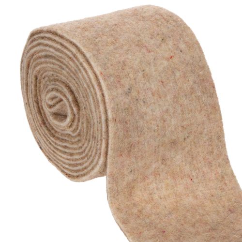 Wollfilzband aus 100 % Wolle, zweifarbig Braun-Weiß, 15 cm x 5 m