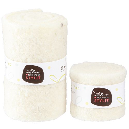 Floristik21 Filzband Wollband Weiß B7cm/15cm L100cm 2er-Set – Kreatives Dekozubehör Filzband Weiß