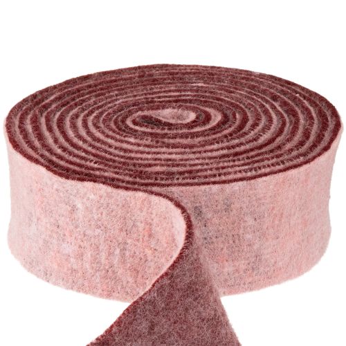 Filzband zweifarbig aus Wollfilz, Rosa Rot, 7,5 cm breit, 5 m lang