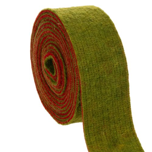 Wollfilz-Topfband 100 % Wolle, 7,5 cm x 5 m, zweifarbig Rot und Grün