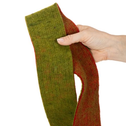 Wollfilz-Topfband 100 % Wolle, 7,5 cm x 5 m, zweifarbig Rot und Grün | Floristik21.de