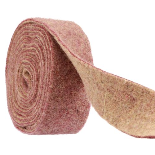 Floristik21 Filzband Wollband Dekostoff Weinrot Beige 7,5cm 5m