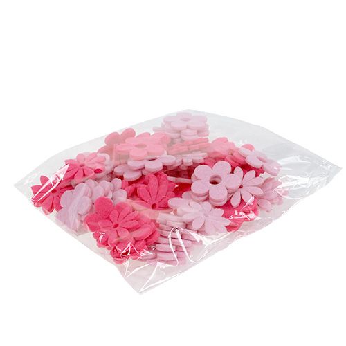 Floristik21 Filzblume Rosa, Pink 3,5cm 96St