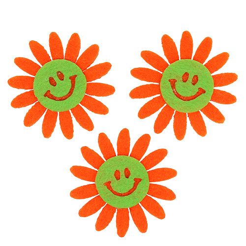 Floristik21 Filzblume mit Klebepunkt Orange 4cm 12St