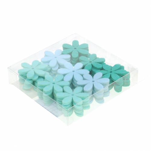 Artikel Filzblume Grün, Hellblau, Mintgrün Sortiert 4,5cm 54St