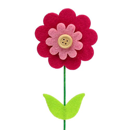 Filzblume als Stecker bunt sort. 7cm L25cm 18St