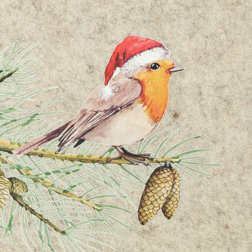 Artikel Filz Tischmatten Set Grau mit Rotkehlchen Motiv 40x30cm 4 Stück