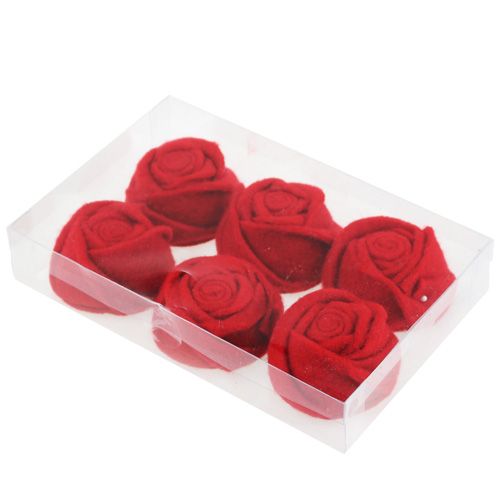 Floristik21 Filz-Rose Rot Ø8cm H4cm 6St