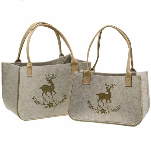 Filztasche Natur mit Hirschmotiv 2-Set