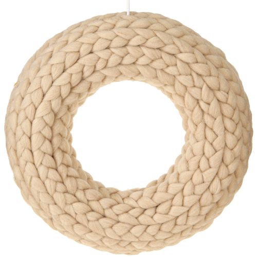 Floristik21 Filzwolle Deko Kranz Beige Modern Hängedeko Ø30cm
