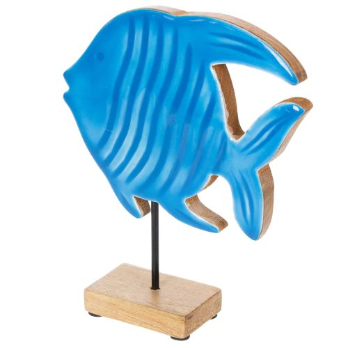 Artikel Handgefertigte Holzfisch Figur aus Mangoholz in Blau 22cm – Deko für maritime Gestaltung