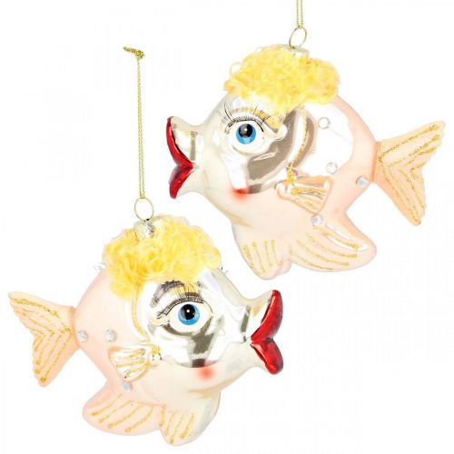 Floristik21 Christbaumschmuck-Fische, Dekoanhänger, Weihnachtsdeko Echtglas H9,5cm 2St