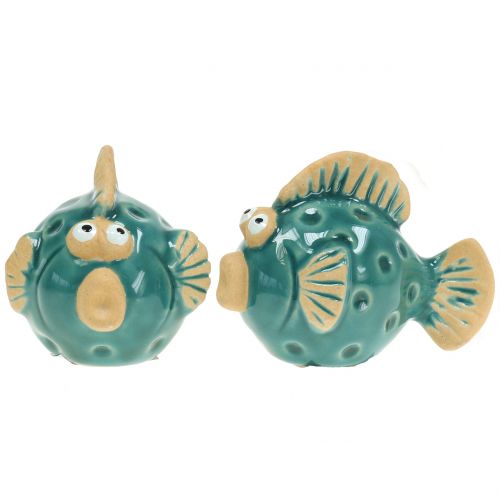 Floristik21 Deko-Fisch Blau, Fisch aus Keramik, Keramikfisch, Maritim L7cm 8St