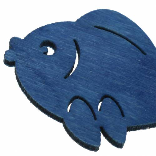 Floristik21 Streudeko Fische Holz Weiß, Blau, Hellblau 4cm 72 St