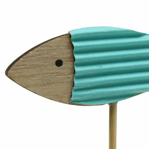 Artikel Dekostecker Fisch Holz Türkis Blau Weiß 8cm H31cm 24St