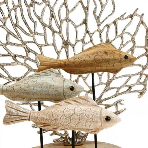 Floristik21 Fischschwarm Deko, Koralle Deko, Holzfisch Deko H48,5cm