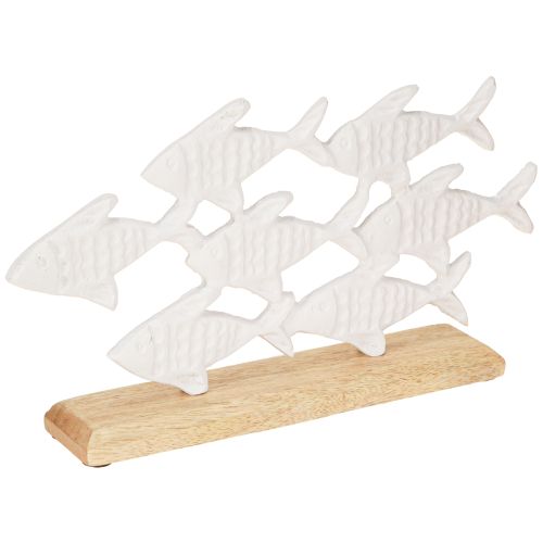 Floristik21 Fischschwarm Deko Fische Weiß Metall Holz Natur - Maritime Tischdekoration