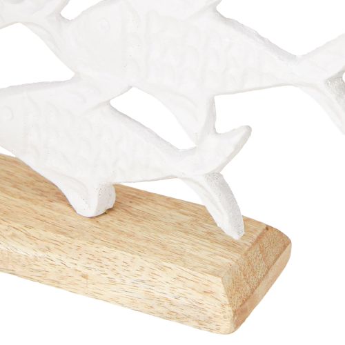 Artikel Fischschwarm Deko Fische Weiß Metall Holz Natur - Maritime Tischdekoration