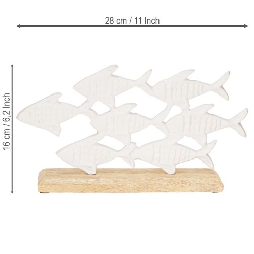 Artikel Fischschwarm Deko Fische Weiß Metall Holz Natur - Maritime Tischdekoration