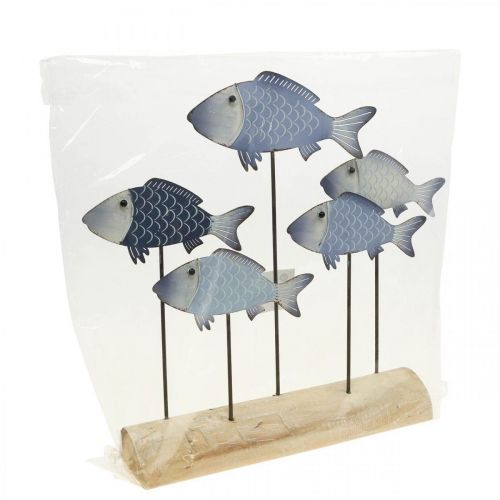 Floristik21 Fischschwarm Deko Metallfische auf Holzfuß 32×7×30cm