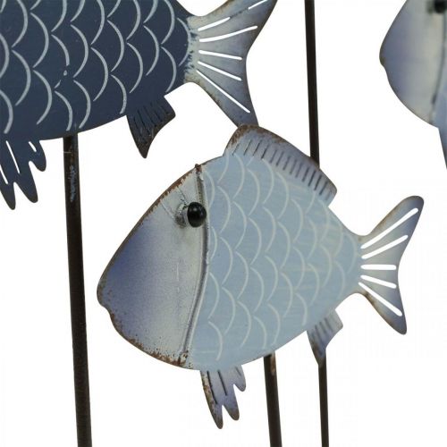 Floristik21 Fischschwarm Deko Metallfische auf Holzfuß 32×7×30cm