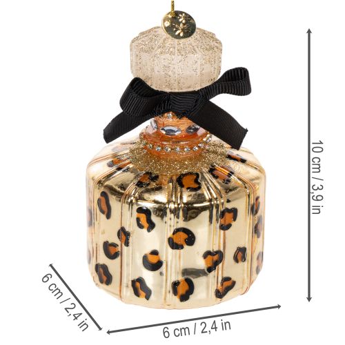 Christbaumschmuck-Set Glas Parfumflakon und Lippenstift Leopardenmuster 6x10cm, 3x11cm | Floristik21.de