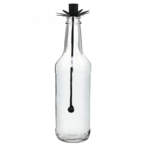 Kerzenhalter für Flasche Schwarz Glas, Metall Ø6,5cm H25,5cm Kerzenhalter für Flasche Schwarz Glas, Metall Ø6,5cm H25,5cm