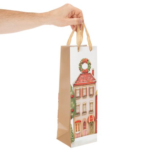 Geschenktaschen Set 2-teilig Weihnachtshaus und Tannenbaum Papier 36cm | Floristik21.de