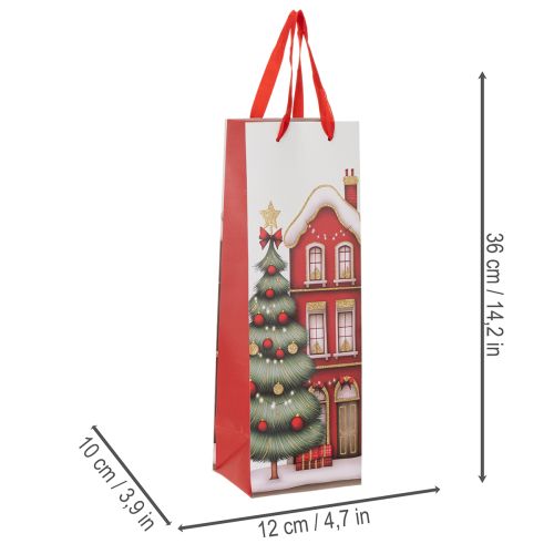 Geschenktaschen Set 2-teilig Weihnachtshaus und Tannenbaum Papier 36cm | Floristik21.de