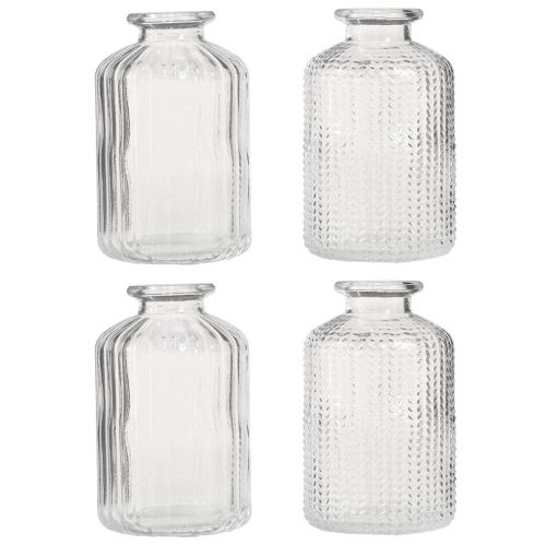 Floristik21 Charmante Glas-Minivasen im Retro-Look, Set 4 Stück, vielseitig kombinierbar, H9cm
