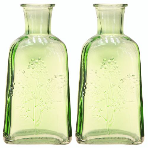 Artikel Flaschenvase Glasvase Grün Motiv, Dekoration 19cm 2St Set