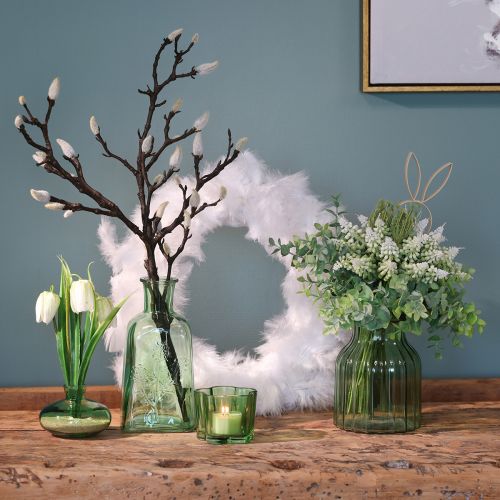 Artikel Flaschenvase Glasvase Grün Motiv, Dekoration 19cm 2St Set